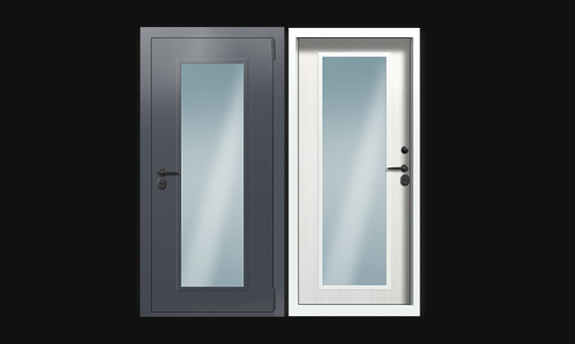 Termoplus Grey (RAL 7024) / White (RAL 9003) - Входная дверь в частный дом С терморазрывом, двойным стеклопакетом и утеплением вид 1