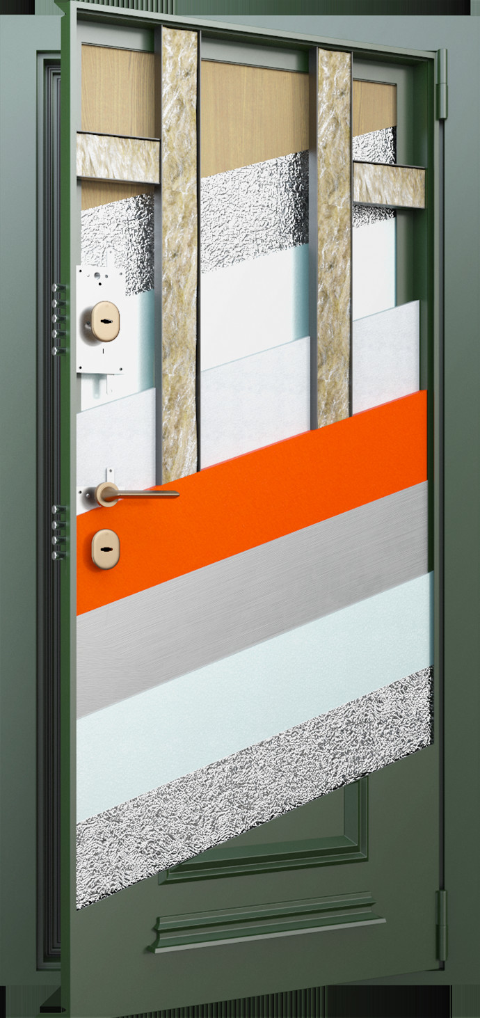 Termoplus Green (RAL 6028) / Grey - Входная дверь для частного дома Двойной стеклопакет, пробковый терморазрыв, 3 уплотнительных контура. вид 14