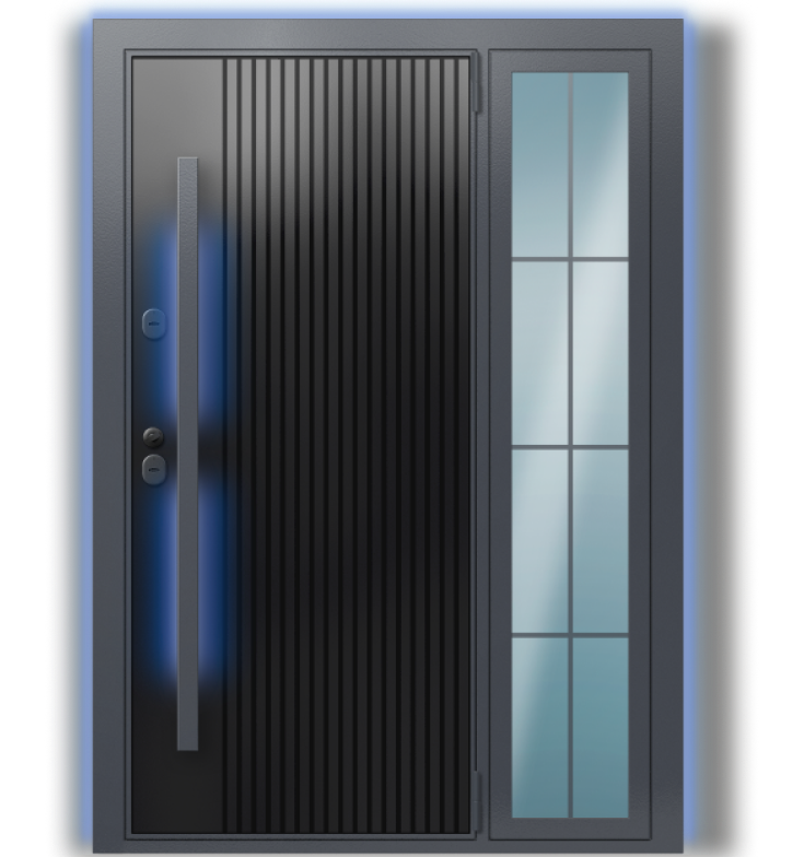 Входная дверь Termowood RAL 7024 / Мрамор Порторо Наружная панель с мрамором Порторо, пробковый терморазрыв, Securemme вид 1