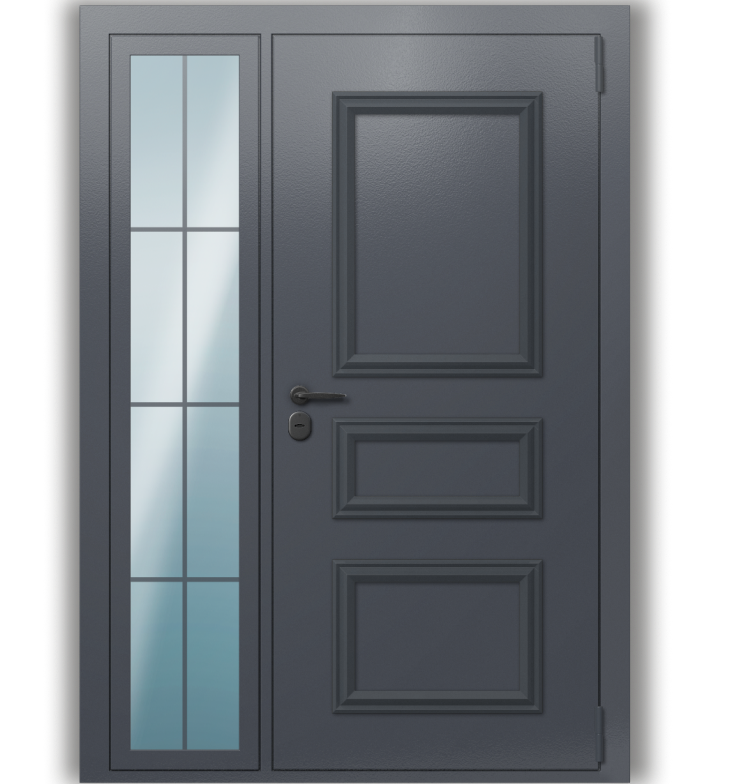 Входные двери для коттеджа Termoplus RAL 7024 / RAL 1013 Толщина 100 мм, теплоизоляция, фурнитура Италия вид 1
